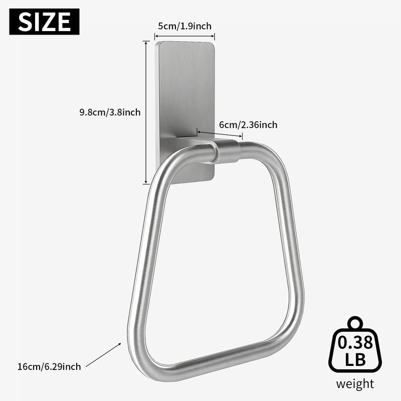 JUYSON Adhesive Hand Towel Holder for Bathroom, Aluminum No Drill Wall Mounted Towel Ring, Easy Install for Bathroom & Kitchen (Brushed Nickel) Brushed Nickel 1 pack