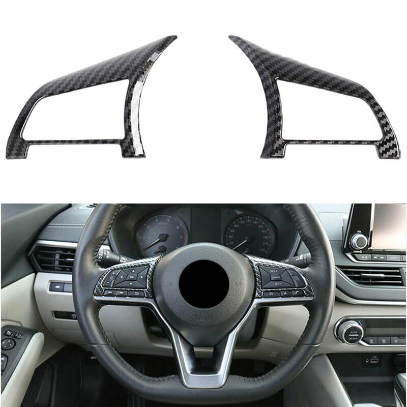 for Nissan Accessories Steering Wheel Trim Interior Decaration for Nissan Rogue Altima Sentra Kicks Leaf Versa (Carbon Fiber Black) Carbon Fiber Black