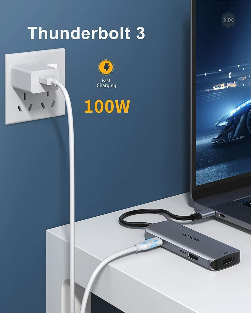MOKiN USB C Docking Station Dual Monitor 2 HDMI for Dell/Lenovo/HP Laptop | USB C Hub 2 Monitors Dual HDMI 4K@60HZ, 2 HDMI, USB A 3.1/2*USB A 2.0/USB C Charging Port 6 in 1 USB C Dock