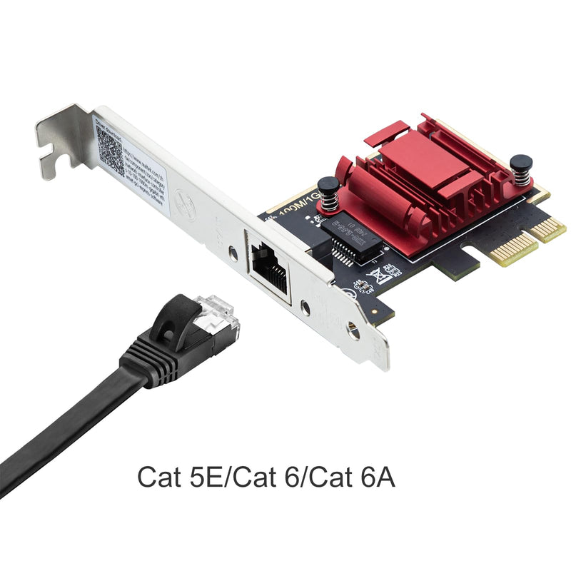 10Gtek 2.5G NIC PCIe Network Adapter 2500/1000/100Mbps PCIe Gigabit Ethernet Card, Single RJ-45 Port, with Realtek RTL8125 Controller, Support Windows Server/Ubuntu/Centos/Debian 1-RJ45 X1