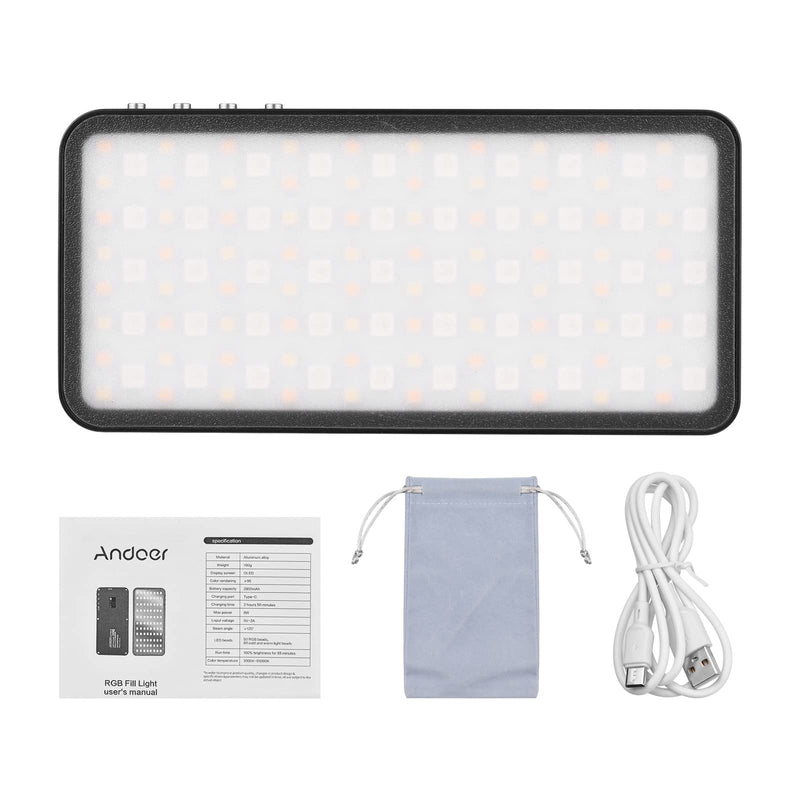 RGB Video Light, Camnoon Portable RGB Camera Light 2800mAh Battery Rechargeable, 360 Full Color 30 Light Effects, CRI≥95 3000-6500K LED Panel Photography Lighting for YouTube TikTok