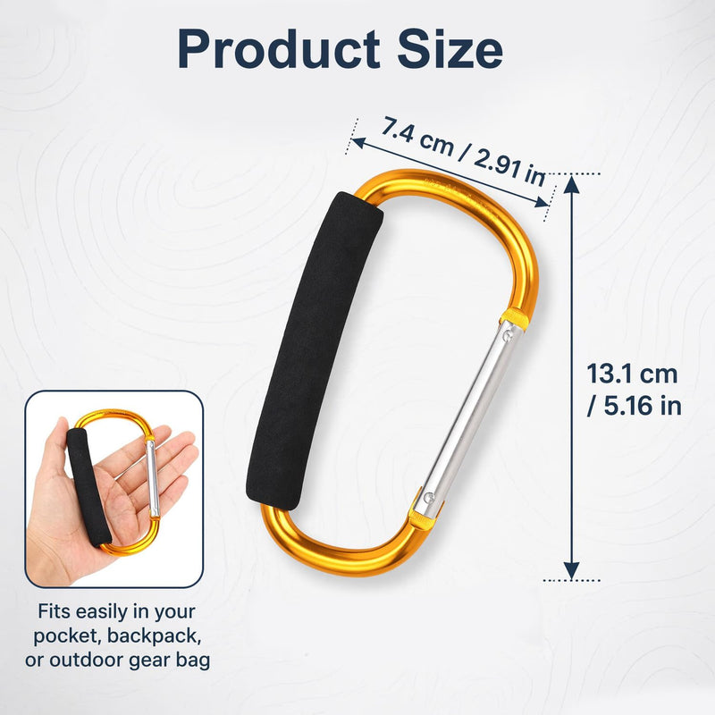 Carabiner Hook, Compatible with Turtlebox Ranger, Original and Grande Speaker, Lightweight Aluminum Material Clip Ultra-Strong Outdoor Speaker Attachment for Camping Travel Hiking Not for Climbing Golden