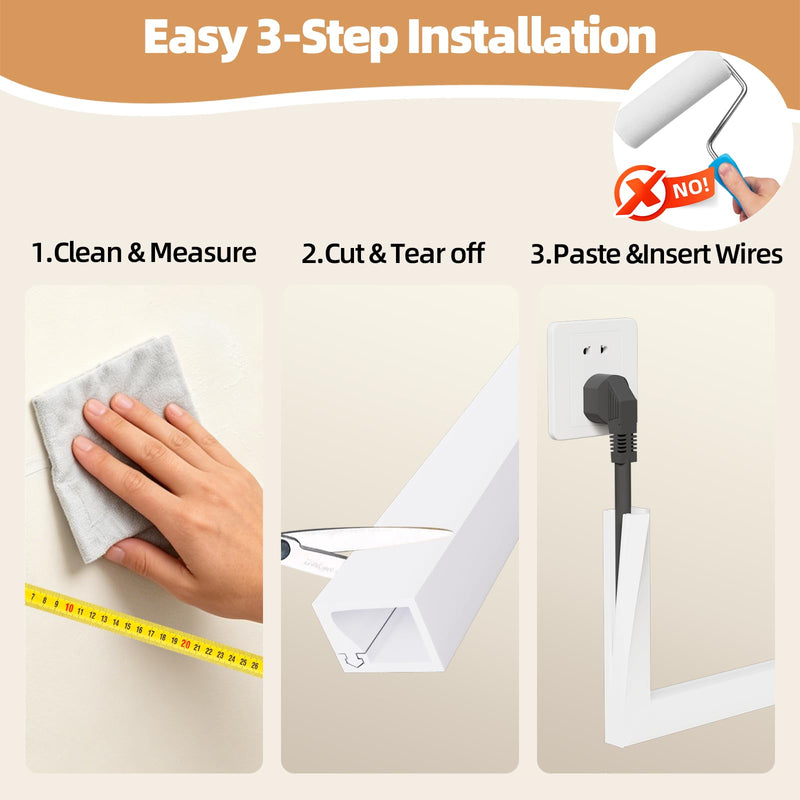 Kneelisa 39inch Silicone Single Cord Hider for Wall,Dia.<3/8",Flexible | Mini Cord Cover Raceway with Side Slot,Small Wire Concealer for One Cable-Cuttable & Bendable,Child & Pet Safe,White White Regular-39Inch