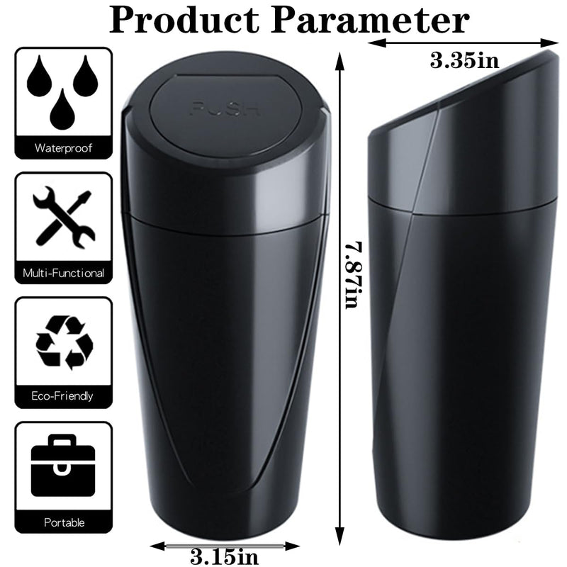 [AUSTRALIA] - Car Trash Can Bin with Lid - 2 Packs Car Garbage Can Cup Holder - Black Mini Leakproof Vehicle Trash Garbage Can Bin with 40pcs Trash Bags-Car Organizers and Storage for Front Back Seat Accessories Black,Black 1