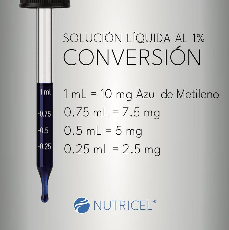 Nutricel Supplements Methylene Blue Boost Liquid 1% Solution - Trusted Made in America - (USP Grade) - Third Party Tested (4 oz)