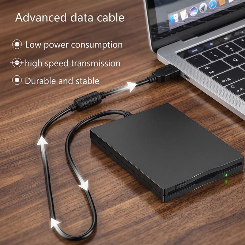 Portable Floppy Disk Drive Reader, 3.5 inch 1.44mb with External USB, Floppy Disk Drive for PC, Laptop and Desktop, Plug & Play