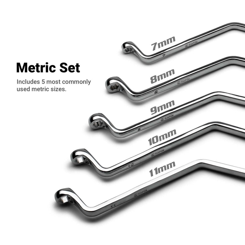  [AUSTRALIA] - Capri Tools Brake Bleeder Wrench Set, Angled Double Box End, 7 to 11 mm, 5-Piece, Metric 7 to 11 mm (5-Piece Set)