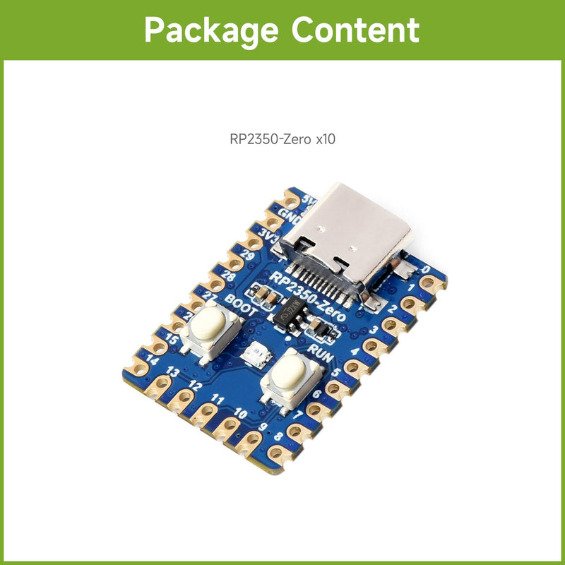 Waveshare 10PCS RP2350-Zero Mini Development Board, Raspberry Pi Microcontroller Development Board, Based On Raspberry Pi Dual-core & Dual-Architecture Microcontroller