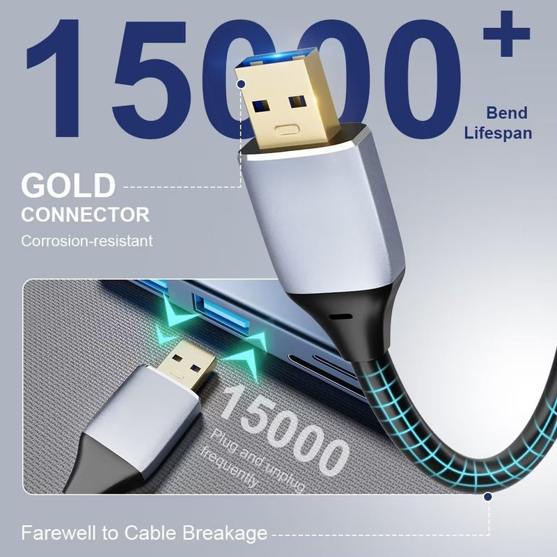 USB 3.0 10ft SuperSpeed Data Transfer Cable - USB A to A Male to Male, Compatible with KVM Switch, Industrial Equipment, Ideal for Data Bridging and Lab Device grayish black
