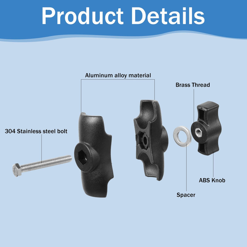 Aluminum Alloy Double Socket 2.36" Short Arm Fits Industry All Standard 1" Ball Adapters Compatible with B Size 1" Ball Components