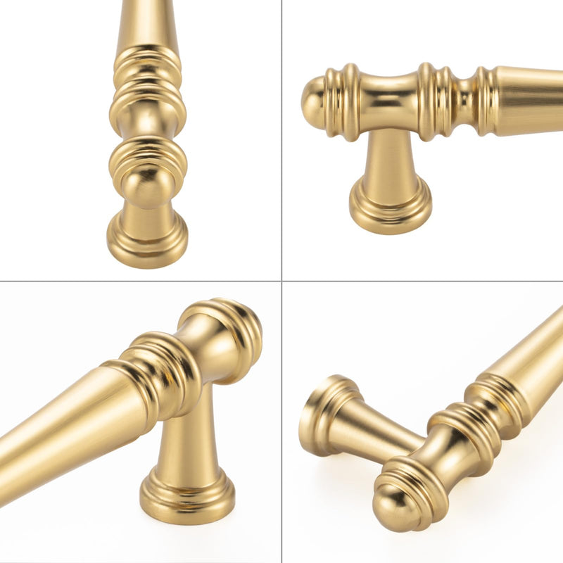 KOOFIZO 10 Pack 3 Inch Brushed Gold Kitchen Cabinet Handles Gold Cabinet Pulls Cabinet Hardware P30 for Cabinets Drawer Dresser Cupboard Bedroom Bathroom 3" CC - 10Pcs Classic