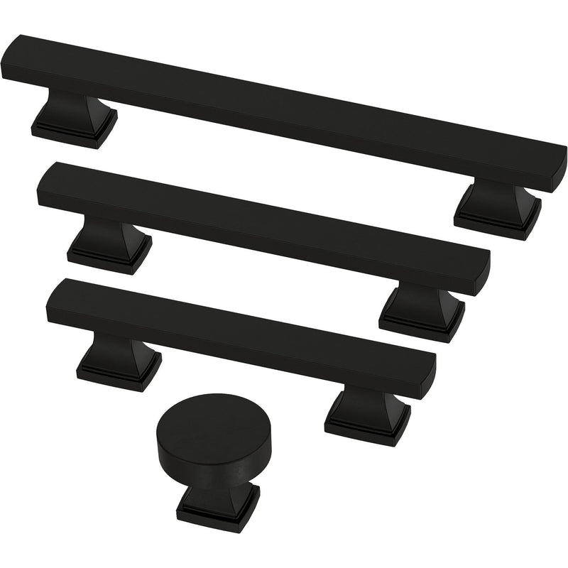 Franklin Brass 10 Pack Matte Black Cabinet Knobs 1-1/16 inch (27mm) Kitchen Cabinet Handles and Drawer Knobs for Cupboards, Dressers, Furniture, Bathroom Vanity | Tiered Foot 1-1/16" (27mm) Knob