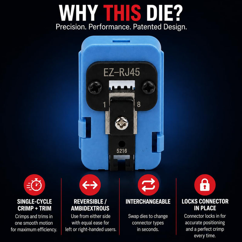 Platinum Tools 100072C EZ-RJ45 Die For Exo Crimp Frame, Cat6 Rated, Shielded, Network Cable Crimper for RJ45 and Modular Connectors