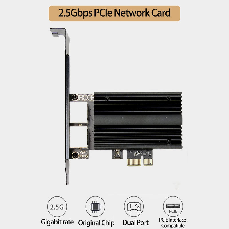2.5G Gigabit Port NIC I226 V Port Ethernet Adapter PCIe Gaming NIC for Gaming Office for Windows for Mac OS