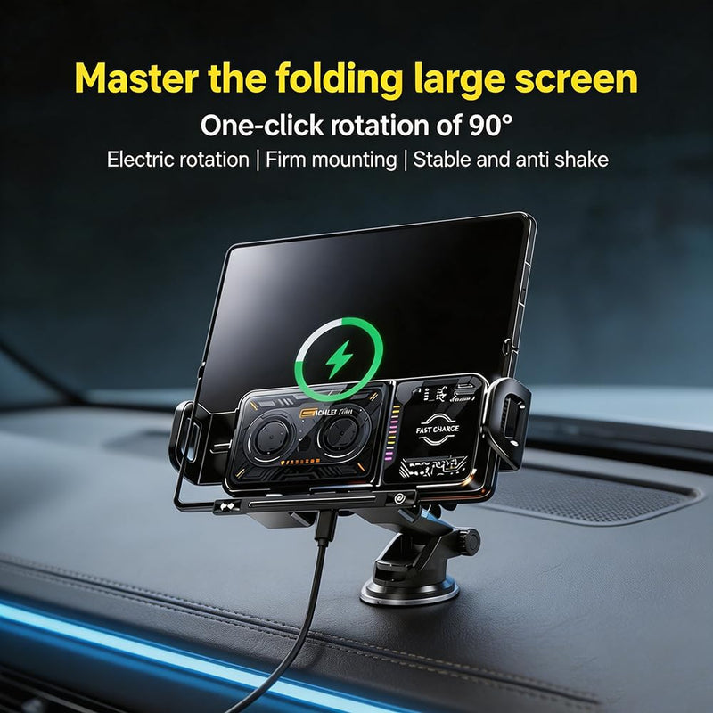 Wireless Car Charger, 2026 Upgrade 15W Fast Charging with LED Light Auto Clamping Phone Holder for iPhone 16/15/14/13 Mini Pro Max, Samsung Galaxy S25 Ultra, S24/S23 etc (Suction Cup)