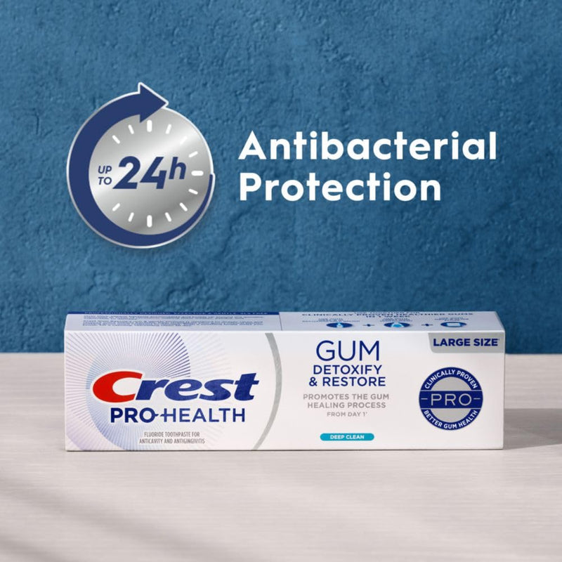 Crest Pro-Health Gum Detoxify and Restore Deep Clean Toothpaste, 4.6 Ounce (Pack of 3), Crest Toothpaste, Anticavity, Antibacterial Flouride Toothpaste, Clinically Proven, Gum and Enamel Protection 4.6 Ounce (Pack of 3)