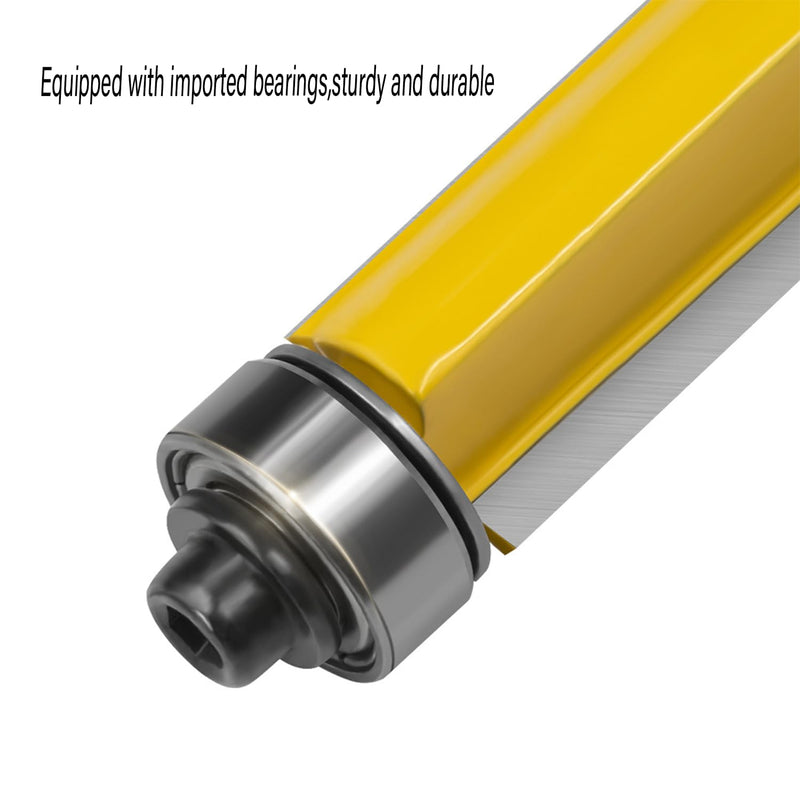 5Pcs Top and Bottom Bearing Flush Trim Router Bits Set 1/4 Inch Shank, 1/2 Inch Cutting Diameter, 33/64", 3/4", 1", 1-1/4", 1-1/2" Inch Cutting Length, with Replace Bearings and Wrenches SIZE 4