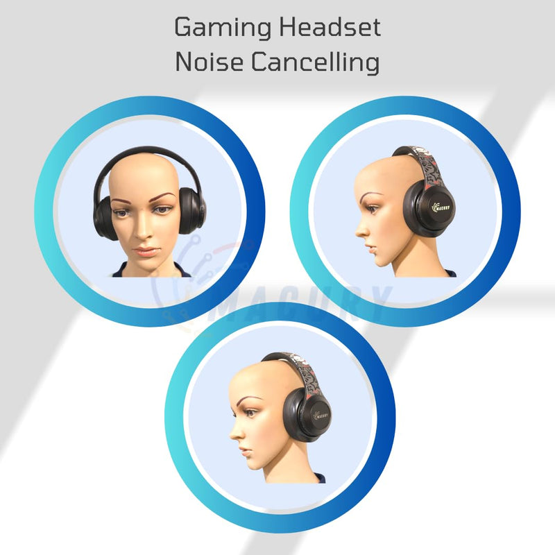 Bluetooth Headphone, Over Ear, Foldable, Adjustable. Glowing Led Light, Noise Cancelling, HiFi Sound Quality (Black) Black