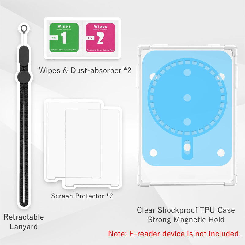 Clear Magnetic Protective Case for XTEINK X3 E-Book Reader, Strong Magnetic Hold & Ultra-Thin Lightweight Durable Cover, Includes 2 Pack Anti-Scratch Ultra Clear Screen Protector Film
