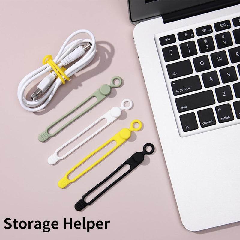 6 Pcs Cable Management Travel Essentials Zip Ties,Silicone Material | Cord Organizer Office Desk Accessories Vacation Essentials，Suitable for Storing Data Cables, Headphone Cables, Wires 6