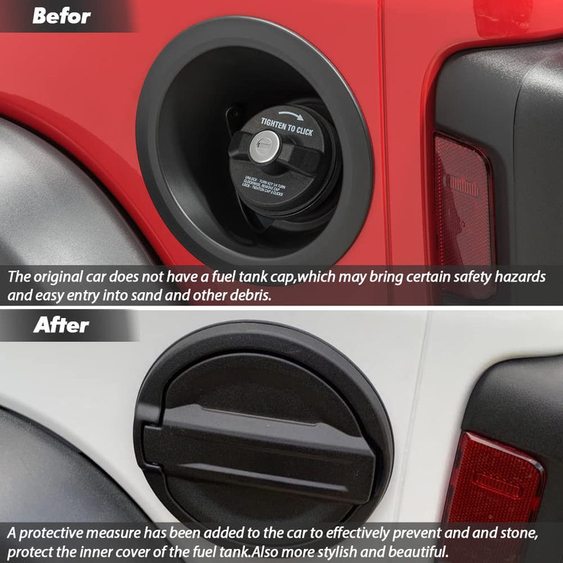 Fuel Filler Door Locking Gas Tank Cap Cover Compatible with Jeep Wrangler 2018-2023 JL & Unlimited Gas Tank Cap Aluminum Fuel Filler Door Cover