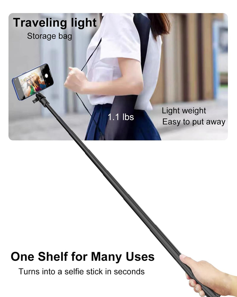 Golf Monopod Selfie Stick with Magnetic Phone Holder Mount - 57" Metal Pole Golf Phone Holder for Record Swing, Putting, Golf Training Aid, Tripod for iPhone 16 15 Compatible with Magsafe
