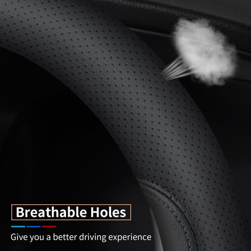 XHRING Car Steering Wheel Cover for Honda Civic Accord CRV HRV Pilot Passport Odyssey Element Insight Fit Ridgeline Clarity City LX EX EXL Si Hatchback Sport Hybrid Touring Accessories, 2026 Black (M)