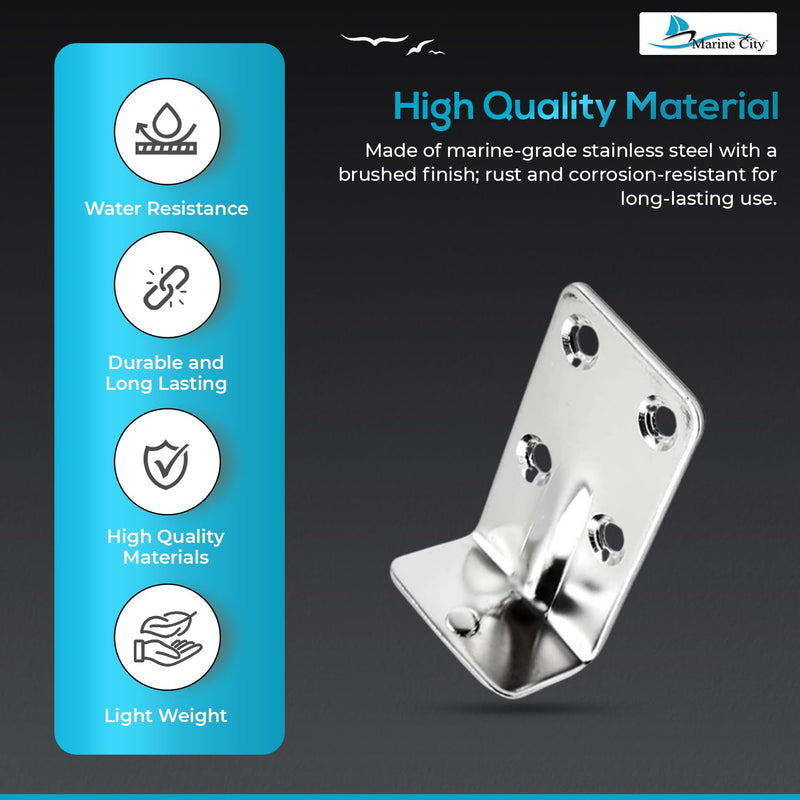 MARINE CITY Removable Table Bracket – Stainless Steel, Rust-Resistant, Easy-Mount Design for Boats, RVs, Caravans – Ideal for Tables, Shelves, and Bunks (Set of 4)