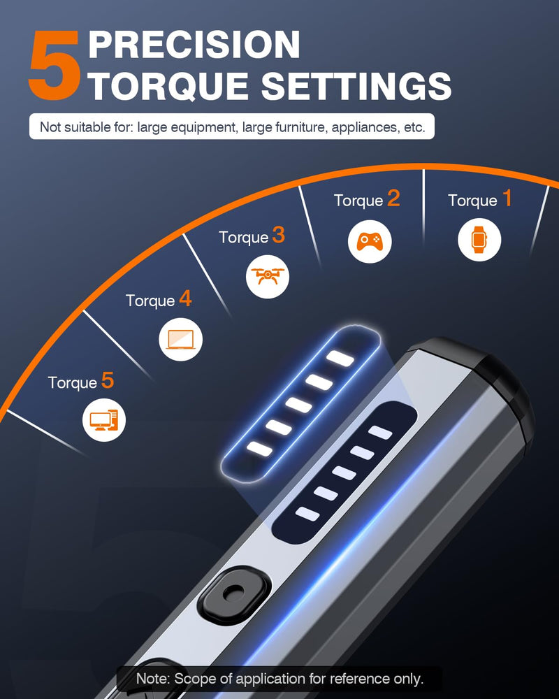 JOREST Mini Electric Screwdriver,Cordless Precision Screwdriver set with 38-in-1 Magnetic Bits, 5 Torque Settings, Repair Tool for iPhones, Laptop, Drone, Game Console, Camera;Birthday Gift for Father 38-in-1 electric