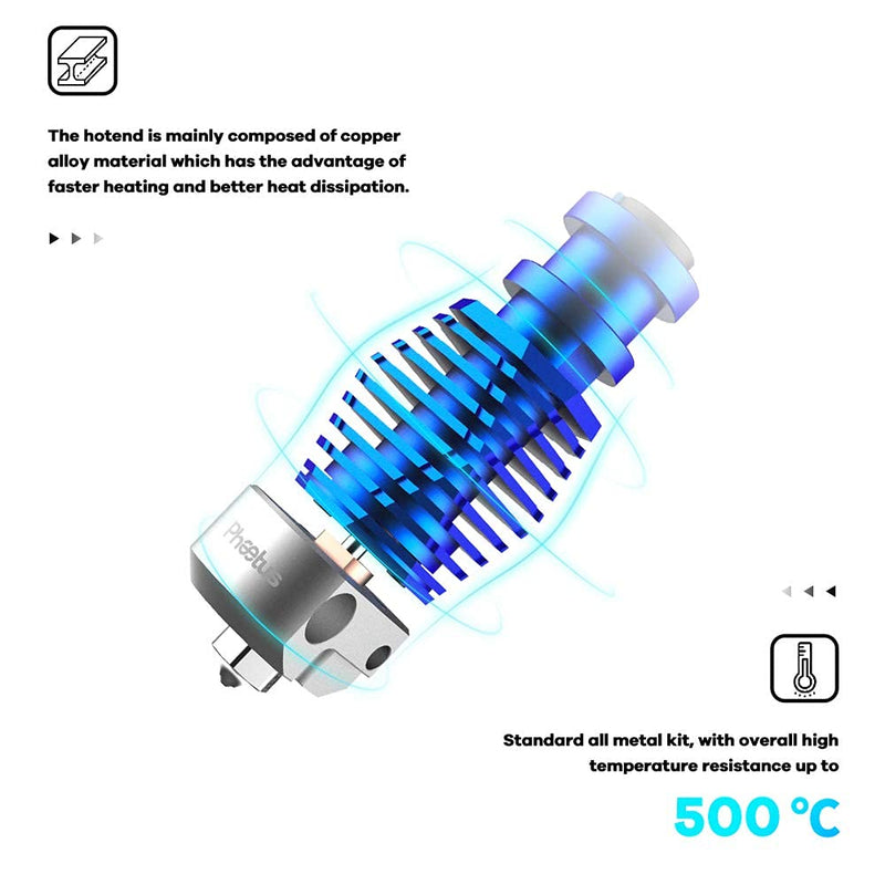 up to 500C All Metal Dragonfly Hotend BMO Bimetal Heatbreak Plated Copper Block Nozzle Compatible with V6 Hotend Prusa i3 MK3 MK3S DDB Titan Extruder 3D Printer (BM0)