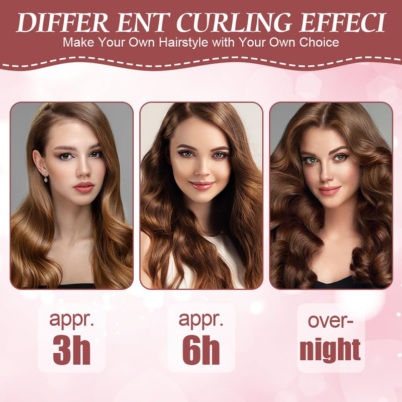 LOPHE 3 Pcs Heatless Hair Curler, Heatless Curls Blowout Rods Headband for All Hair Types, Soft Hair Roller Rods with Hook, Overnight Heatless Hair Curlers, Women Long Hair Styling Tools, Pink 3Pcs-Pink
