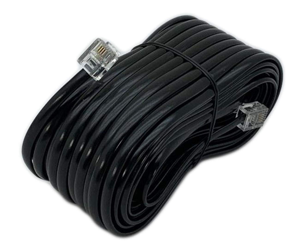 iMBAPrice 50 Feet Long Telephone Extension Cord Phone Cable Line Wire - Black 1 50 Ft. Extension Cord (Black)