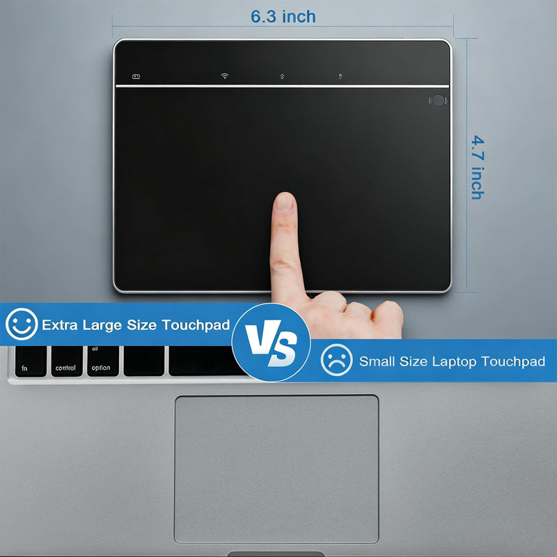 Wireless Bluetooth Trackpad for Windows 10/11, Supports 3 Connection Modes, High-Precision Multi-Gesture Touchpad, Compatible with PC Laptop Computer Black