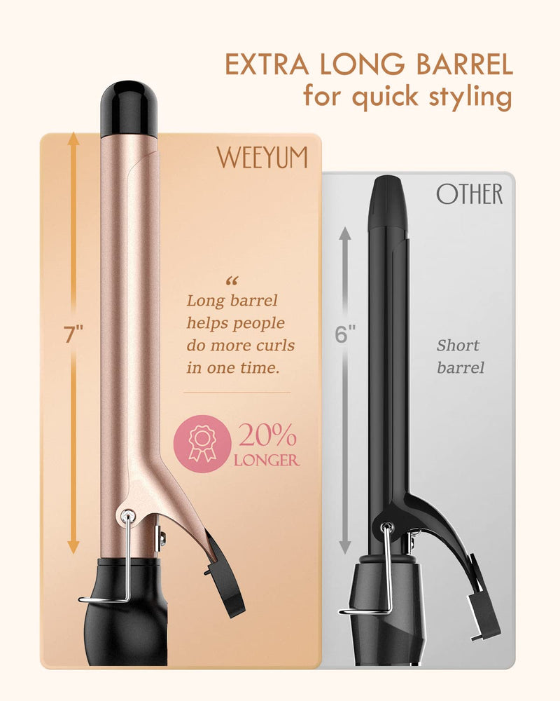Curling Tongs 25mm, Long Barrel Hair Curler for Hair, Ceramic Tourmaline Hair Curling Iron Dual Voltage