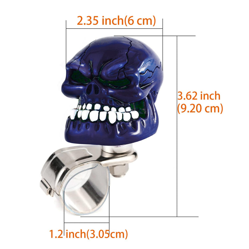 Arenbel Steering Wheel Turning Booster Skull Car Suicide Spinner Driving Assist Grip Handle Brody Knob Fit Most VehiclesTrucks Boats, Blue