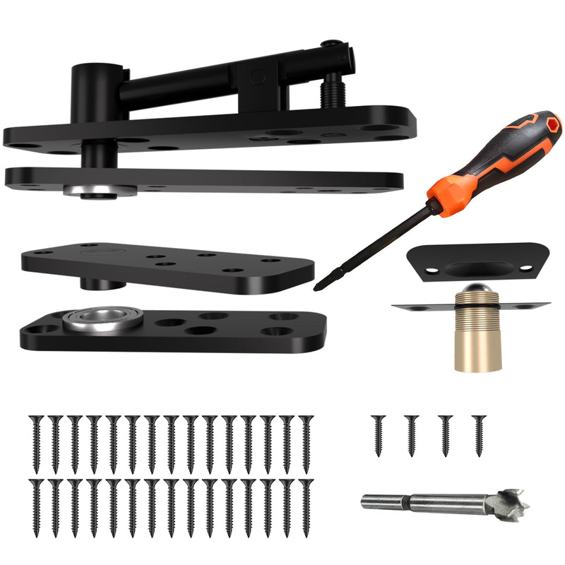 Hidden Door Hinge with Dual Bearing Design - Rotating Silent Invisible Door Hinge Kit for Heavy Duty Secret Door, Perfect for DIY Carpenters & Door Bookcase 580lbs Load-Bearing Double Bearing Hinges Black