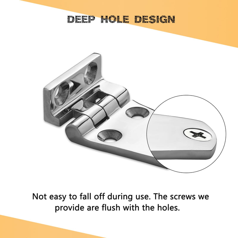 Heavy Duty Marine Boat Hatch Hinges 316 Stainless Steel, Offset Short Side Hinges, Sturdy Deck Cabinet Door Hinges with Screws (2-Pack) 2.125 x 1.5"