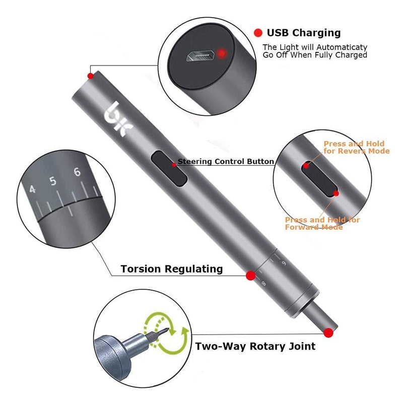 Mini Electric Screwdriver Small Portable Cordless Rechargeable with High Precision Torque Adjustable 24 Bits for Iphone Ipad Watch Camera Laptop Smartphone Macbook