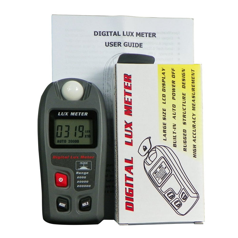 Leaton Digital Luxmeter/Digital Illuminance Light Meter lux meter with LCD Display(Range: 0.1~200,000 Lux Luxmeter, 0.01~20,000Fc)