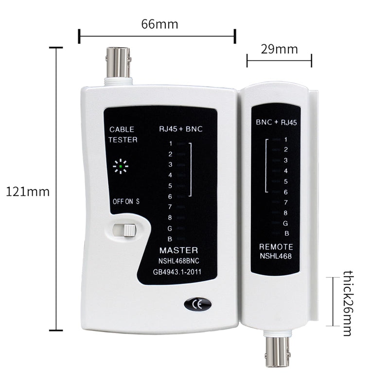 Coaxial Coax Cable Tester Portable BNC RJ59 RJ45 cat5 cat5e cat6 cat6a UTP Wire Test Tool Continuity Checker Ethernet Network Cable Tester