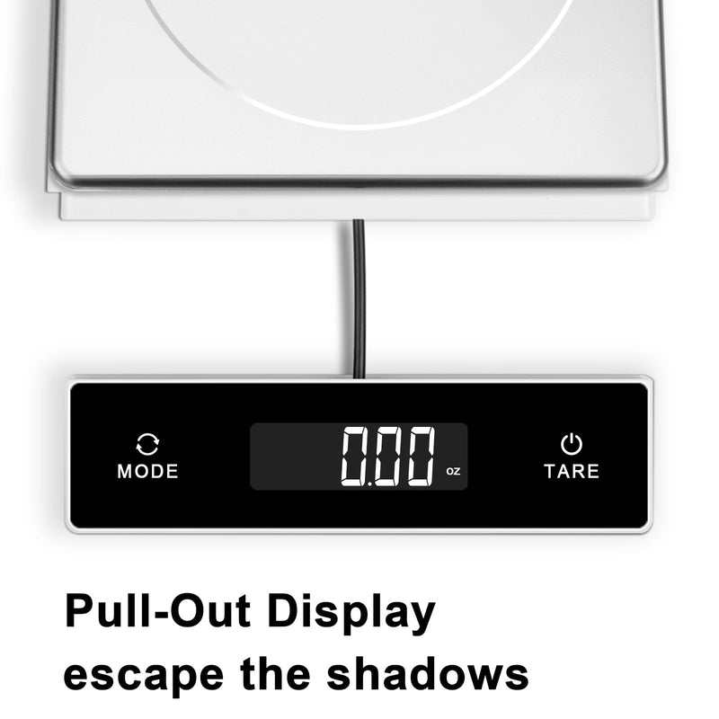 THINKSCALE Digital Kitchen Scale, 11-Pound Stainless Steel Food Scale with Pull-Out Display, 1g/0.01oz Precision for Baking, Cooking, Meal Prep, 6-Unit Conversion Slide-Out Wired Display