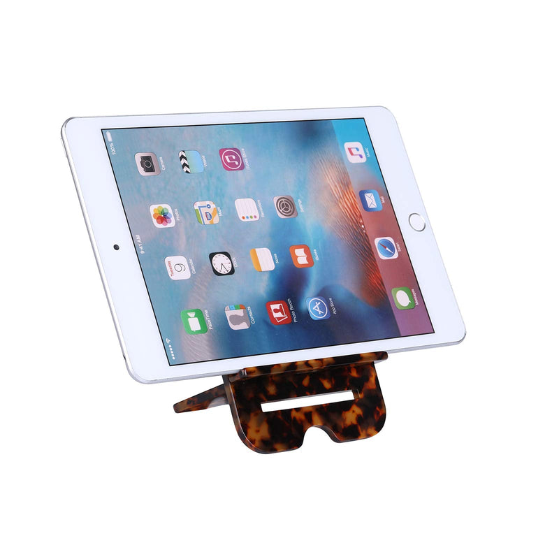 Resin Cell Phone Stand, Phone Dock, iPad, Samsung Tabs and Other Devices (4-12.9"): Cradle, Holder, Stand for Office Desk (Tortoise-Tone) Tortoise-Tone