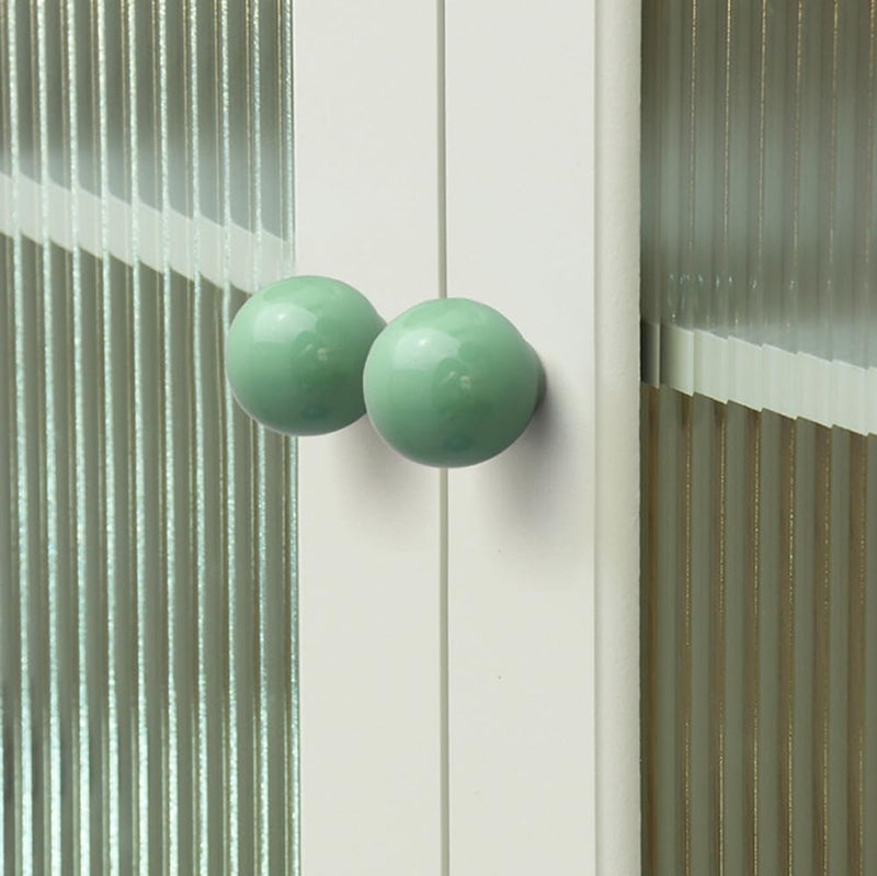 20 Pack Green Dresser Knobs 1.3" Ceramic Cabinet Knobs Cute Colorful Single Hole Pulls for Drawer 33mm Round Cupboard Handles for Children's Room Kitchen Wardrobe Cabinet Bathroom 20
