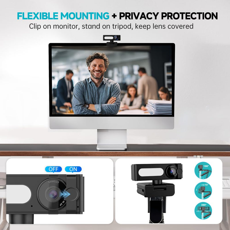 G53 4K Webcam with Noise-Canceling Microphone for PC Laptop | 120° Wide-Angle & Autofocus Video Streaming Computer Camera, Remote Control，works with Zoom/Teams/Switch 2/Mac 4K(G53)