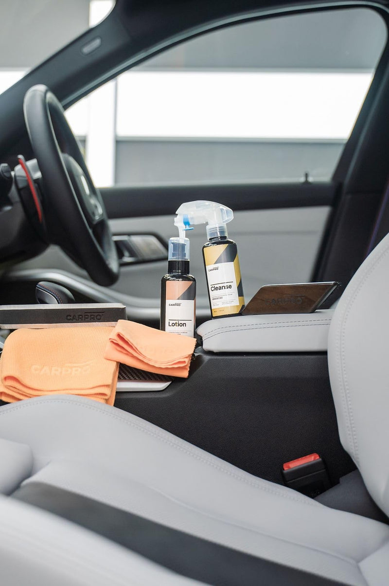CARPRO Skincare Leather Kit: Car Leather Cleaner, Leather Conditioner, Brush & Towel - Clean and Condition All Types of Leather - Prevent Car Leather Seats from Fading, Cracking & Drying Out