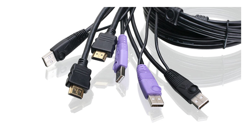 IOGEAR 2-Port USB HDMI Cabled KVM Switch - 1920 x 1200 60Hz - Hotkey or Remote Button Switch - 2.1 Stereo - USB 2.0 Mouse Port Can Be Used As USB Hub and USB Peripheral Sharing - Mac / Win - GCS62HU