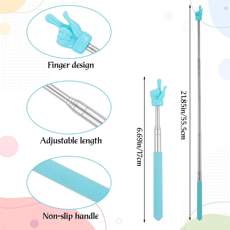 32 Pack Pointer Stick for Classroom, Extendable Multipurpose Teacher Pointer Stick Finger Pointers Sticks for Teachers Coach Presenter, Classroom Essentials(8 Colors) 32