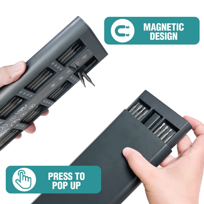 EFAITHFIX Mini Electric Screwdriver, 66 in 1 Precision Screwdriver Set Rechargeable Cordless Precision screwdriver Kit 64 Magnetic Bits Power Portable Repair Tool with LED Light for Phone Laptop Watch