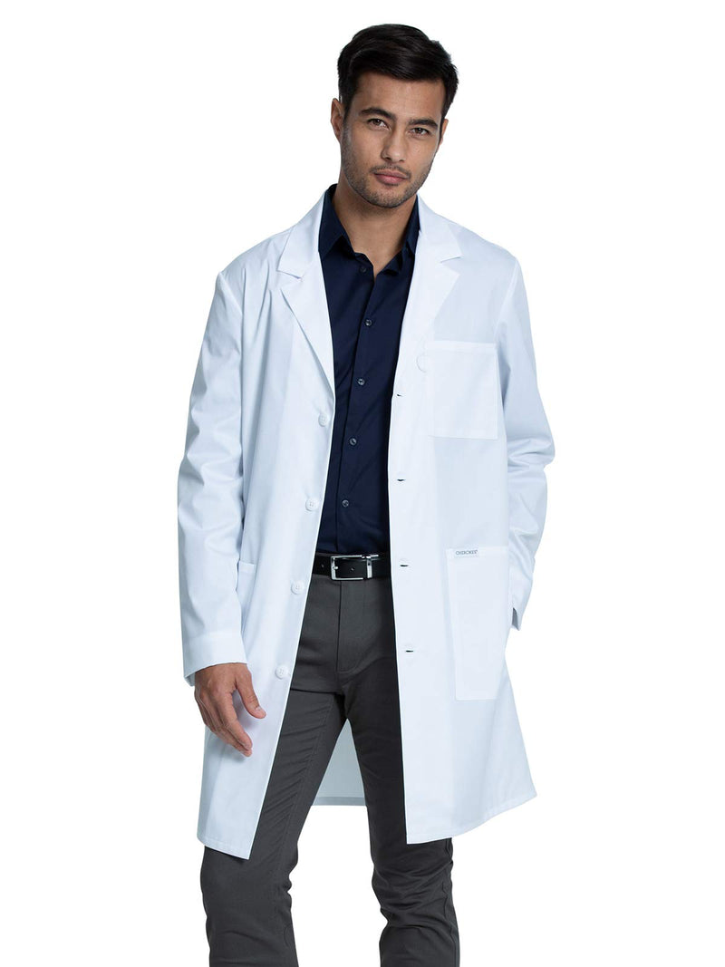 Cherokee Lab Coat for Men or Women with 3 Pockets and Center back length 38" CK460 Standard Size 38" Large White