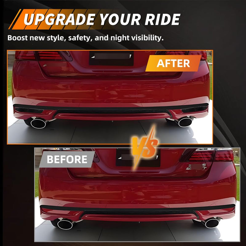 Rear Bumper Reflector Compatible with Hon-da Accord 2016-2017, [DOT] [IP67 Waterproof] Rear Bumper Reflector Housing [No Bulbs], Replace OEM #33505T2AA11, 33555T2AA11, 2 PCS, Smoked Lens